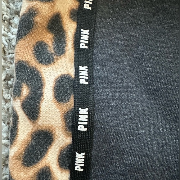 PINK Victoria's Secret Black Joggers with Leopard Trim - Picture 4 of 7